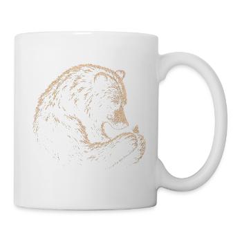 Bär und Schmetterling Skizzenlinie - Tasse - Weiß - Rechts