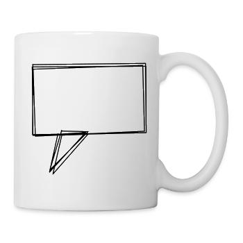 Eckige Sprechblase handgezeichnet - Tasse - Weiß - Rechts