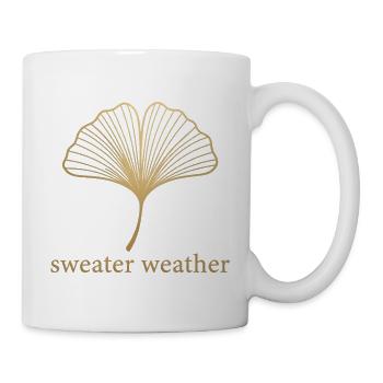 Ginkgo Gold Marmor – Edles Herbstblatt Geschenk - Tasse - Weiß - Rechts