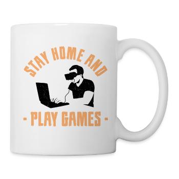 Bleib zu Hause und spiel Spiele VR Tee - Tasse - Weiß - Rechts