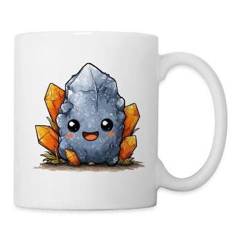 Kristall mit Orangen Kristallen - Tasse - Weiß - Rechts