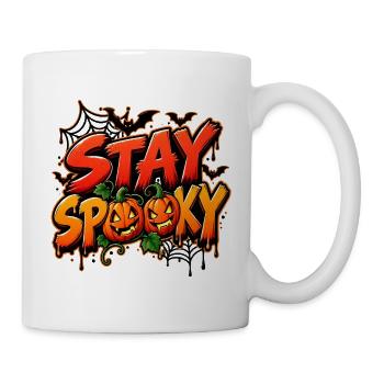 Gruselig Halloween Party Stay Spooky Kürbis Spinne - Tasse - Weiß - Rechts