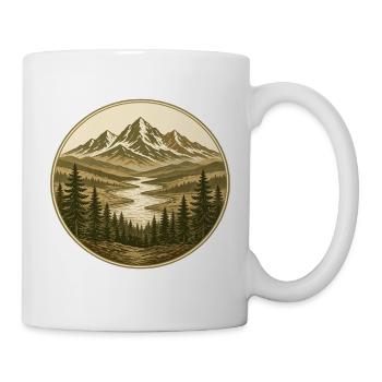 Rundbild Bergfluss Waldlandschaft - Tasse - Weiß - Rechts
