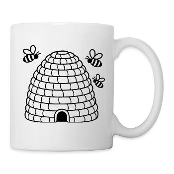 Bienenkorb mit Bienen – Imker Honig - Tasse - Weiß - Rechts