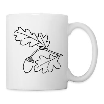 Eichenzweig mit Eichel – Eiche Blätter - Tasse - Weiß - Rechts