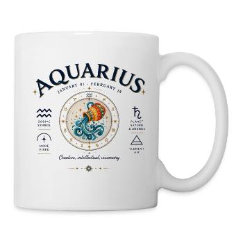 Aquarius Zodiac Astrologisches Himmlisches Horoskop - Tasse - Weiß - Rechts