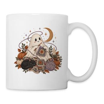 Cozy Ghost Knitting Autumn Night - Tasse - Weiß - Rechts