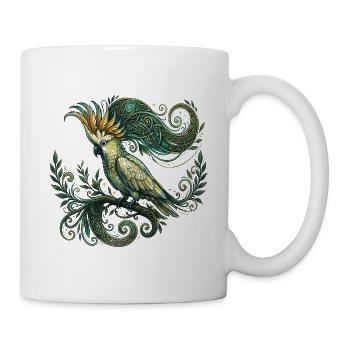 Celtic Moon Kakadu – Verzauberte Nymphensittich-Fantasie - Tasse - Weiß - Rechts