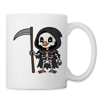 Niedliches Hühnerskelett Sensenmann Gruseliger Hahn - Tasse - Weiß - Rechts