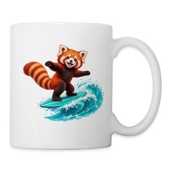 Red Panda auf der Teal Wave surfen - Tasse - Weiß - Rechts