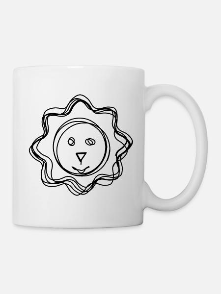 Löwe handgezeichnet - Tasse - Weiß