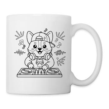 Niedliche Corgi-DJ-Musik-Gliederung Lustiges Hundeliebhaber-Geschenk - Tasse - Weiß - Rechts