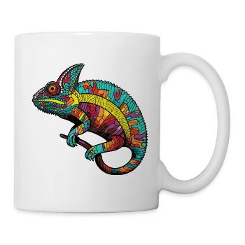 Bunt Chamäleon Muster - Tasse - Weiß - Rechts