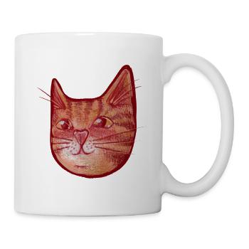 Karmesinrotes Katzen-Aquarellgesicht - Tasse - Weiß - Rechts
