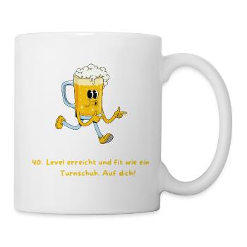Laufendes Bierkrug Design 40. Geburtstag Cartoon - Tasse - Weiß - Rechts