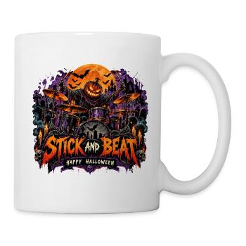 Kürbis-Trommler Halloween-Szene - Tasse - Weiß - Rechts