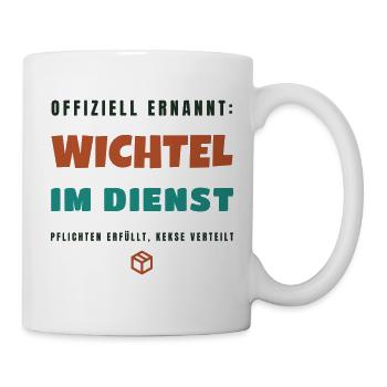 Team Wichtel im Dienst - Pflicht erfüllt Kekse - Tasse - Weiß - Rechts