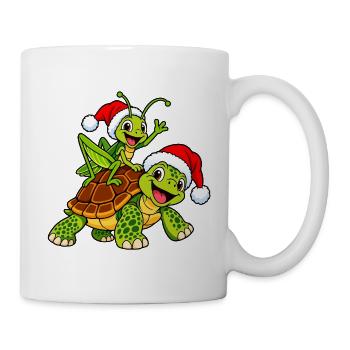 Schildkröte Grashüpfer Weihnachten - Tasse - Weiß - Rechts