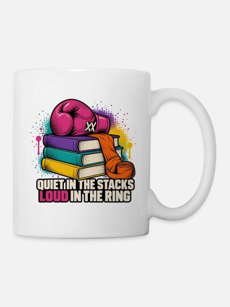 Kampfgeist im Bücherstapel - Tasse - Weiß