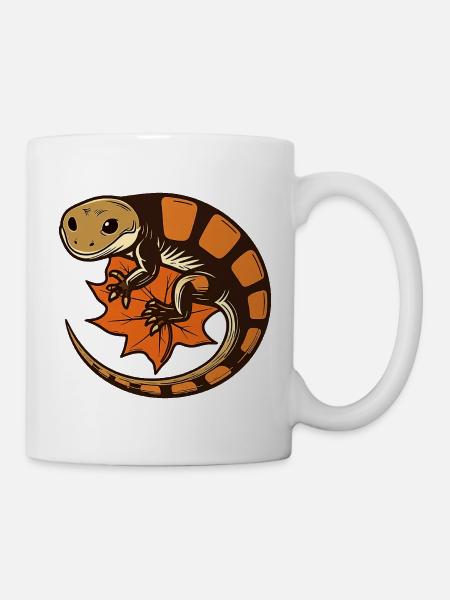 Salamander auf Herbstblatt - Tasse - Weiß