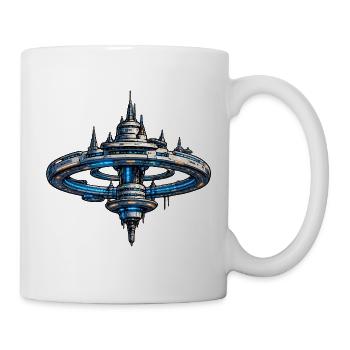 Neonring Raumstation SciFi Kunst - Tasse - Weiß - Rechts