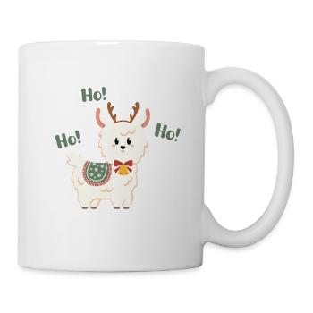 Weihnachts-Lama mit Rentieroutfit und Glöckchen - Tasse - Weiß - Rechts