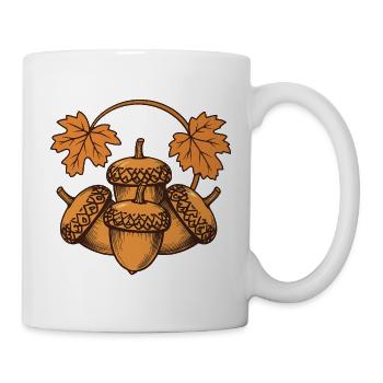 Eicheln im Herbstkranz - Tasse - Weiß - Rechts