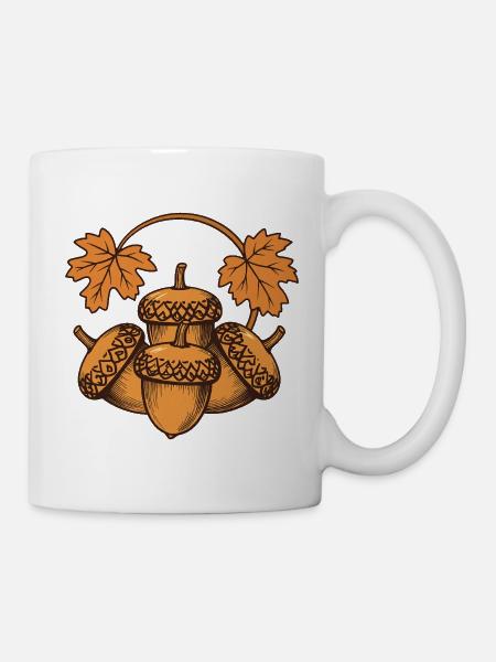 Eicheln im Herbstkranz - Tasse - Weiß