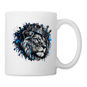 Blauer Löwenkönig Kronenporträt - Tasse - Weiß - Rechts