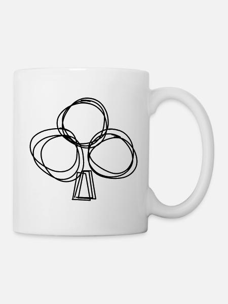 Kreuz Spielkarte handgezeichnet - Tasse - Weiß