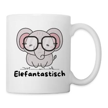 Elefantastisch – Süßer Elefant mit Brille - Tasse - Weiß - Rechts