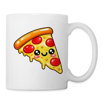 Kawaii Pizza Slice Cartoon - Tasse - Weiß - Rechts