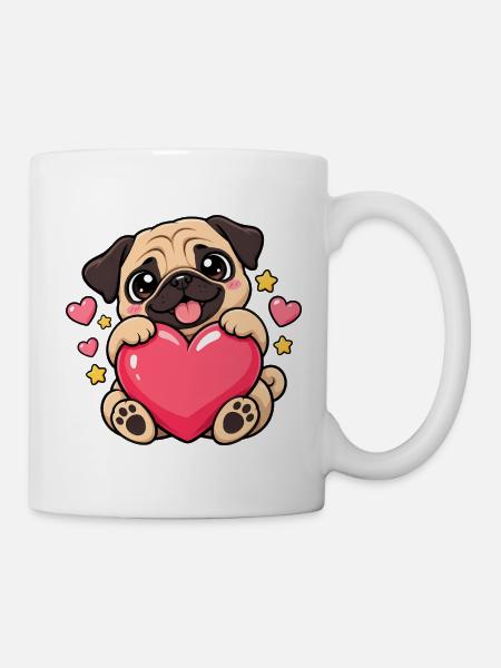 Mops Hund süßer Mops niedlicher Mops - Tasse - Weiß