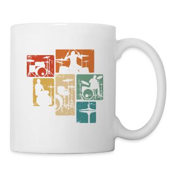 Drummer Schlagzeuger Retro Schlagzeug Musiker - Tasse - Weiß - Rechts