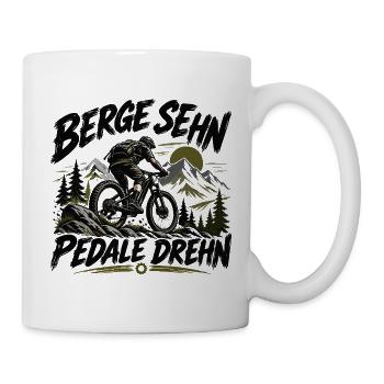 Berge sehn - Pedale drehn - für MTB Fahrer - Tasse - Weiß - Rechts