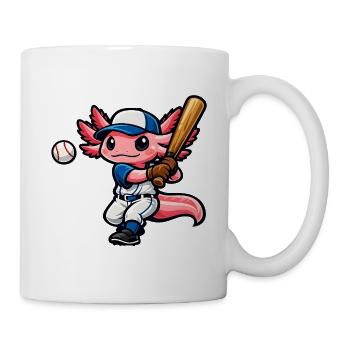 Axolotl beim Baseball – Süßes Sportmotiv - Tasse - Weiß - Rechts
