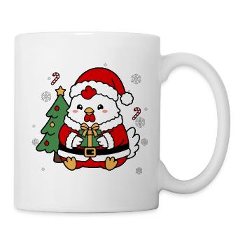 Süßes Kawaii-Weihnachtshähnchen-Weihnachtsbaumgeschenk - Tasse - Weiß - Rechts