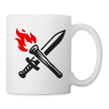 Schwert Fackel Wappen Logo - Tasse - Weiß - Rechts