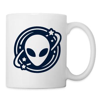 Alien Kopf Weltraum Logo - Tasse - Weiß - Rechts