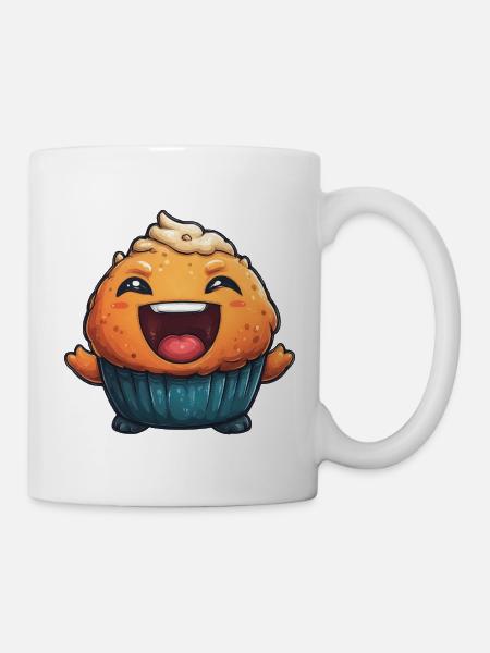 Kuschelmuffin Lachender Cupcake - Tasse - Weiß