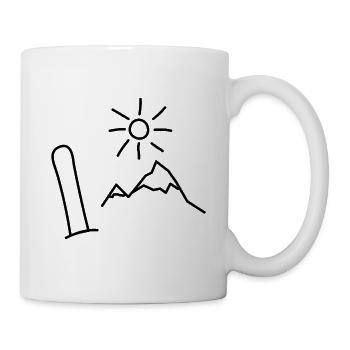 Snowboard Design mit Bergen und Sonne - Tasse - Weiß - Rechts