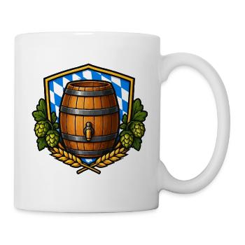 Bierfass Schild Bayerisch - Tasse - Weiß - Rechts