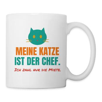 Meine Katze ist der Chef – Katzen Spruch - Tasse - Weiß - Rechts