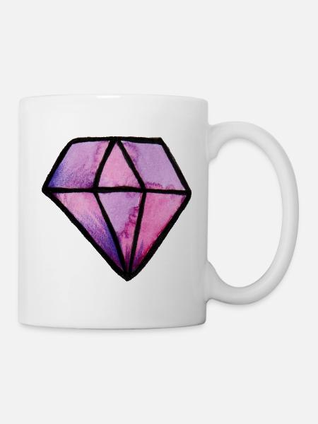 Pink-Lila-Kristall-Edelstein - Tasse - Weiß