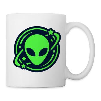 Alien Kopf Weltraum Logo - Tasse - Weiß - Rechts