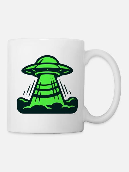 Ufo Start Landung Grafik - Tasse - Weiß