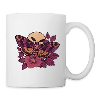 Schädelmotten-Mond-Floral - Tasse - Weiß - Rechts