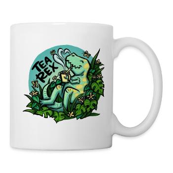 Tea Rex - Türkis -  (NO AI / Ohne KI) - Tasse - Weiß - Rechts