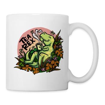Tea Rex - Rosa -  (NO AI / Ohne KI) - Tasse - Weiß - Rechts