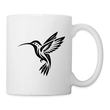 Schwarzer Kolibri Minimalistisch - Tasse - Weiß - Rechts